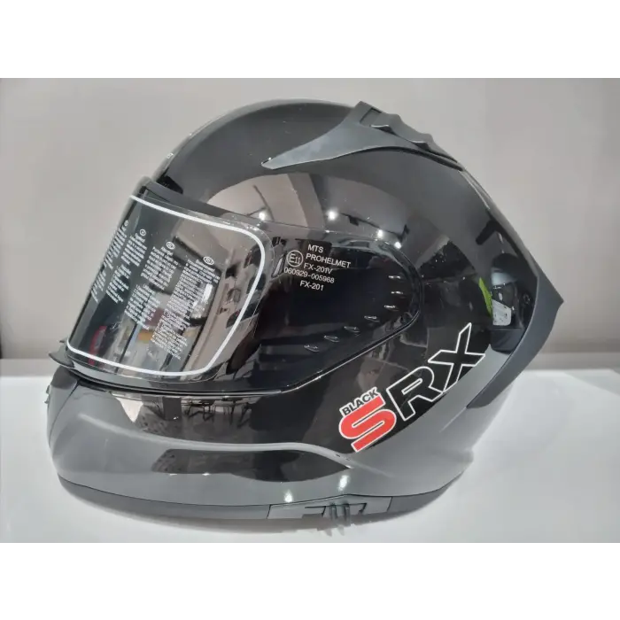 KASK MTS PRO 801 PARLAK SİYAH GÜNEŞ GÖZLÜKLÜ