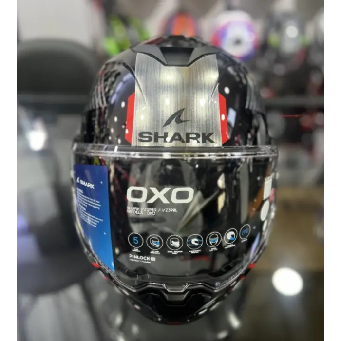 Kask Shark Oxo Sıkter Çene Açılır Gümüş/Siyah/Kırmızı