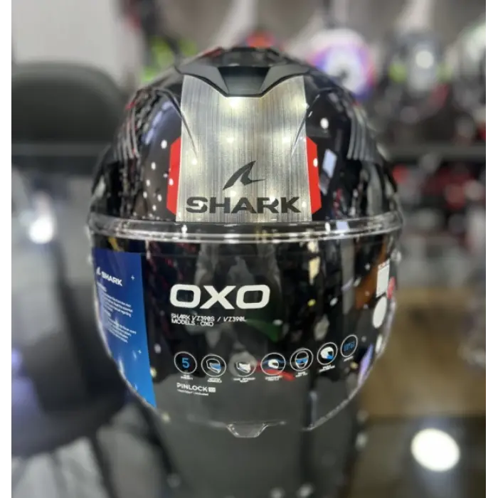 Kask Shark Oxo Sıkter Çene Açılır Gümüş/Siyah/Kırmızı