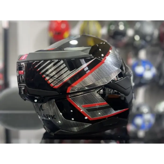 Kask Shark Oxo Sıkter Çene Açılır Gümüş/Siyah/Kırmızı
