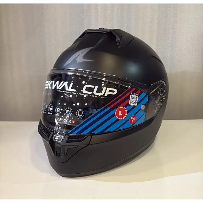 Kask Shark Skwal Cup Dark Shadow Mat Siyah Kapalı