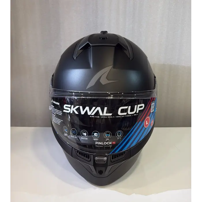 Kask Shark Skwal Cup Dark Shadow Mat Siyah Kapalı