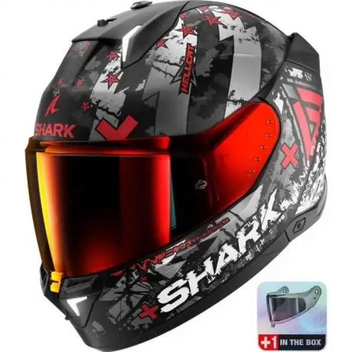 KASK SHARK SKWAL İ3 HELLCAT +RENKLİ CAM KIRMIZI