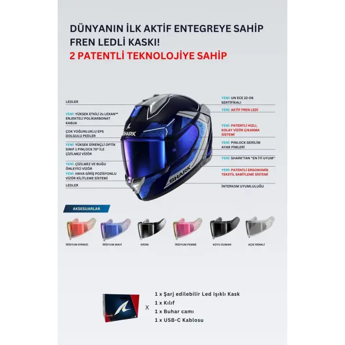 KASK Shark Skwal İ3 Rhad LACİVERT/MAVİ/GRİ