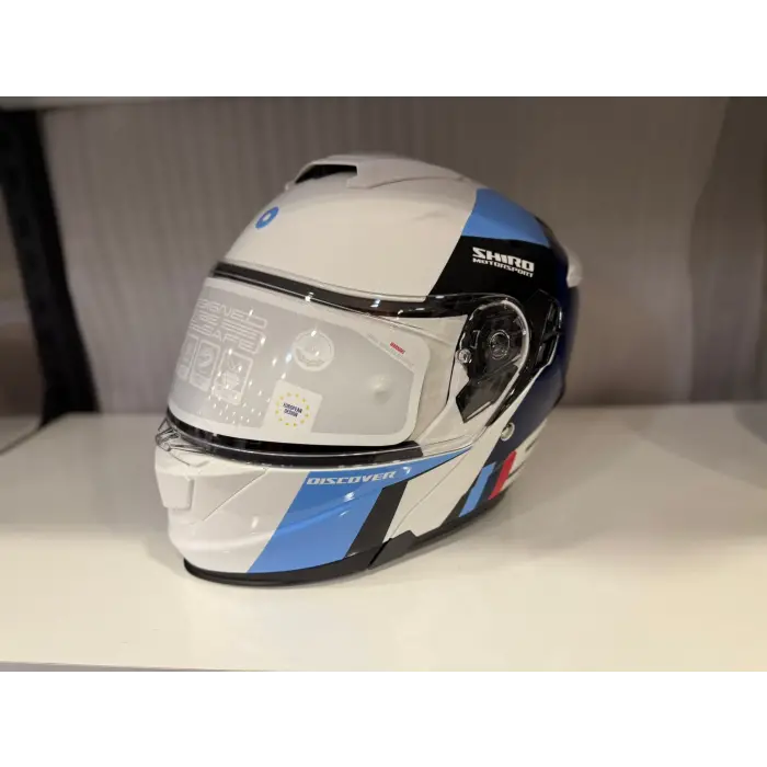 KASK SHIRO DİSCOVER SPOWER PARLAK BEYAZ/MAVİ/LACİVERT