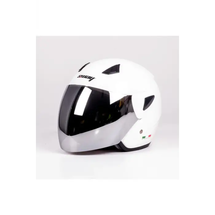 Kask Sw-733 Yarım Aynalı Camlı Beyaz