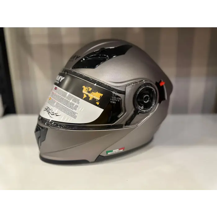 KASK SWAY 926 MAT TİTANYUM ÇENE AÇILIR