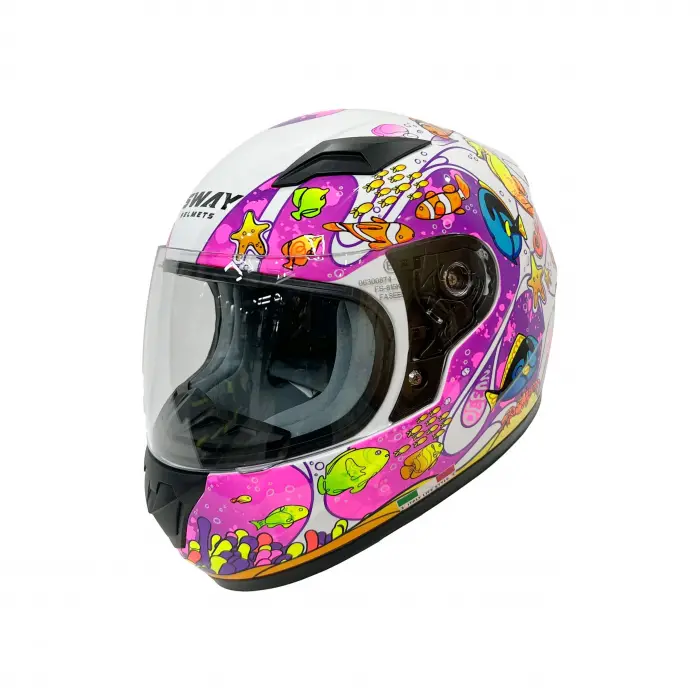 KASK SWAY ÇOCUK SW 815K OCEAN White Pink Full Face