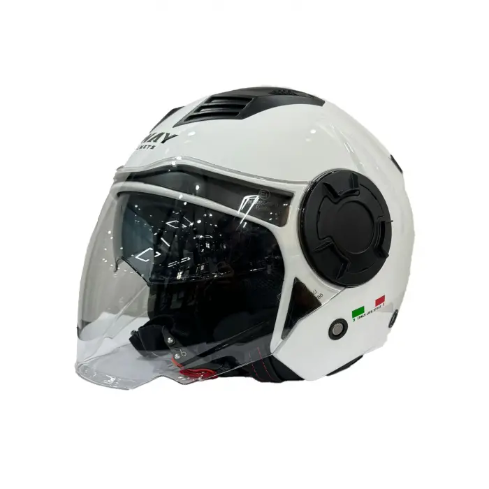 KASK SWAY SW-766 BEYAZ ÇENESİZ GÜNEŞ GÖZLÜKLÜ