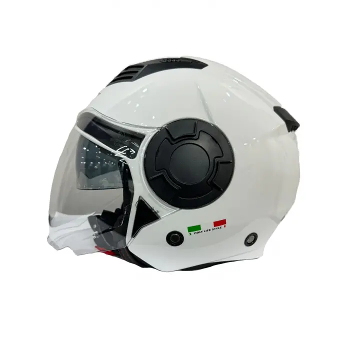 KASK SWAY SW-766 BEYAZ ÇENESİZ GÜNEŞ GÖZLÜKLÜ