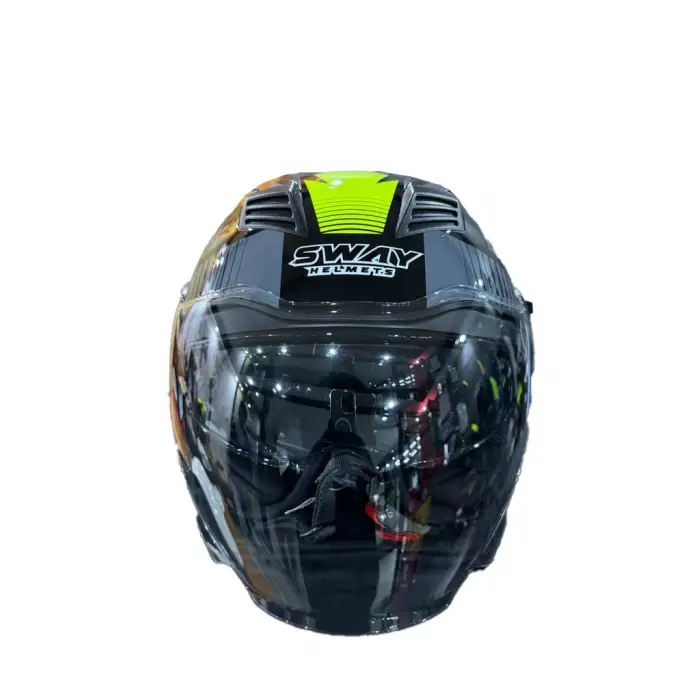 KASK SWAY SW-766 GEKO BLACK/YELLOW ÇENESİZ GÜNEŞ GÖZLÜKLÜ