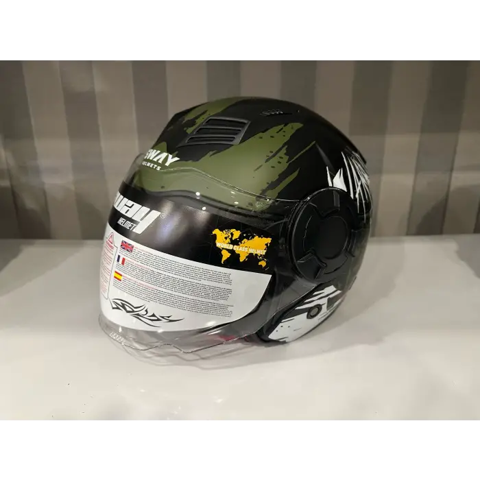 KASK SWAY SW-766 Matt Warrıor Black Army Grey GÜNEŞ GÖZLÜKLÜ