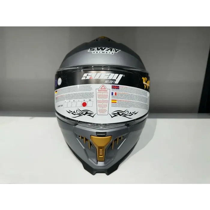 KASK SWAY SW-865 MAT GRİ GÜNEŞ GÖZLÜKLÜ