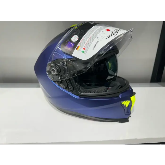 KASK SWAY SW-865 MAT MAVİ GÜNEŞ GÖZLÜKLÜ