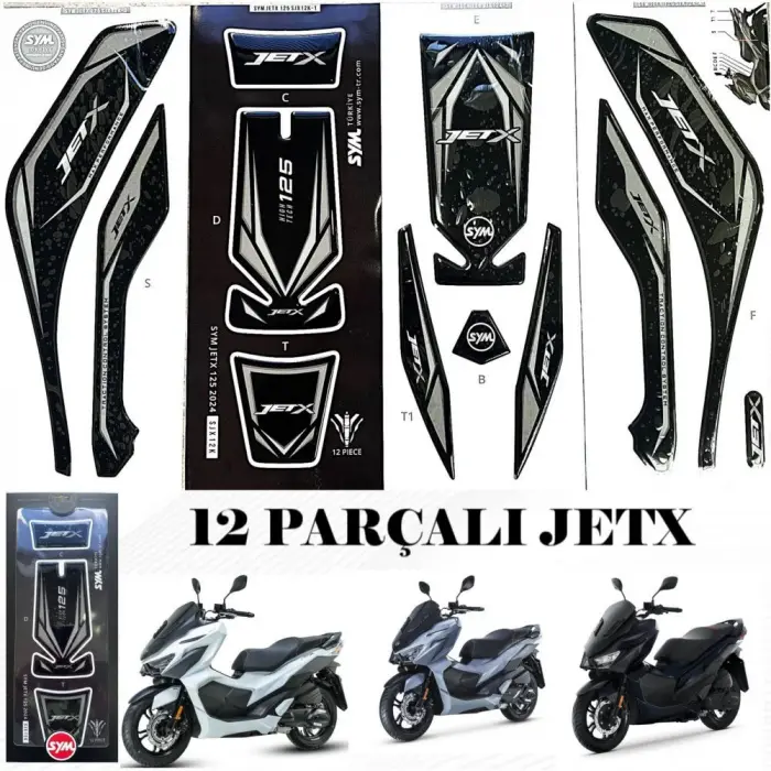 SYM JET-X 125 TANK PED SETİ 12 PCS GRİ