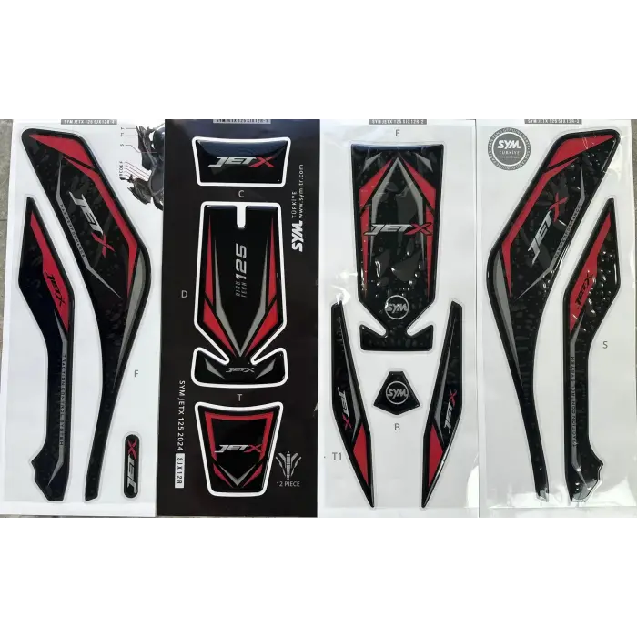 SYM JET-X 125 TANK PED SETİ 12 PCS KIRMIZI