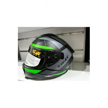 KASK SWAY SW-865 MAT GREY/GREEN GÜNEŞ GÖZLÜKLÜ