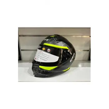 KASK CRN FS-867 MAT GREY/BLACK/YELLOW GÜNEŞ VİZÖRLÜ