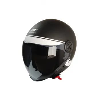 KASK MTS FX-101 MAT SİYAH/BEYAZ ÇENESİZ