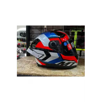 Kask Mt Thunder 4 Sv Valıant A0 Parlak Inci Beyaz Mavi Kırmızı