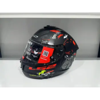 LS2 STREAM 2 ANGRY MONKEY MAT SİYAH-KIRMIZI KASK