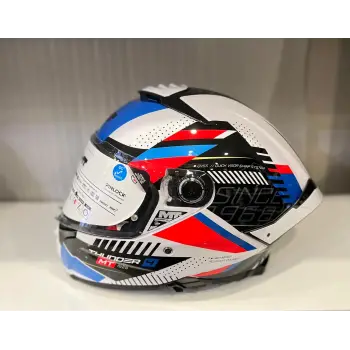 KASK MT THUNDER 4 SV LUMİNENCE A7 PARLAK BEYAZ/MAVİ/KIRMIZI
