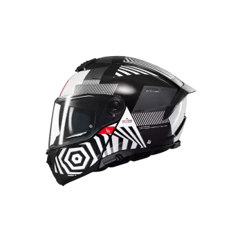 KASK MT ATOM 2 STRANGE B2 ÇENE AÇILIR SİYAH/BEYAZ
