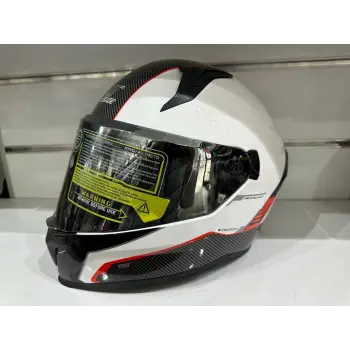 KASK MTS PRO 910 DESİNG GÜNEŞ GÖZLÜKLÜ BEYAZ/KIRMIZI