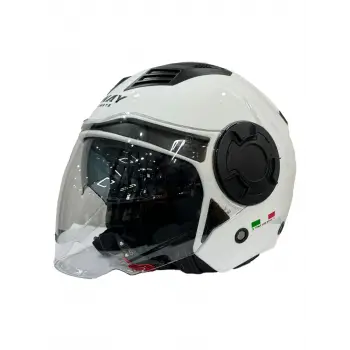 KASK SWAY SW-766 BEYAZ ÇENESİZ GÜNEŞ GÖZLÜKLÜ