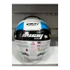 KASK SWAY SW-737 PARLAK BEYAZ/MAVİ/KIRMIZI ÇENESİZ GÜNEŞ GÖZLÜKLÜ