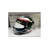 KASK CRN FS-867 MAT SİLVER/BLYE/RED GÜNEŞ VİZÖRLÜ