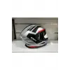 KASK CRN FS-867 MAT SİLVER/BLYE/RED GÜNEŞ VİZÖRLÜ
