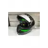 KASK CRN FS-867 MAT BLACK/GREY/GREEN GÜNEŞ VİZÖRLÜ