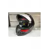 KASK CRN FS-867 MAT GREY/BLACK/RED GÜNEŞ VİZÖRLÜ