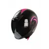 KASK MTS FX-101 PARLAK SİYAH/PEMBE ÇENESİZ