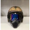 Kask TEX 701 JYT Kahverengi Deri + KASK MASKELİ