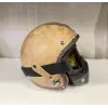 Kask TEX 701 JYT Kahverengi Deri + KASK MASKELİ