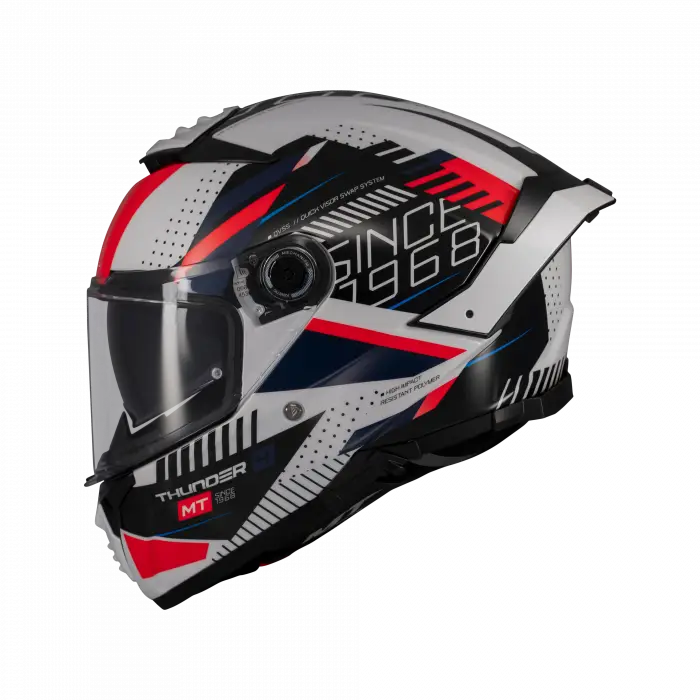 KASK MT THUNDER 4 SV LUMİNENCE A7 BEYAZ/MAVİ/KIRMIZI