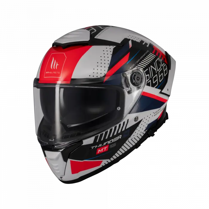 KASK MT THUNDER 4 SV LUMİNENCE A7 BEYAZ/MAVİ/KIRMIZI