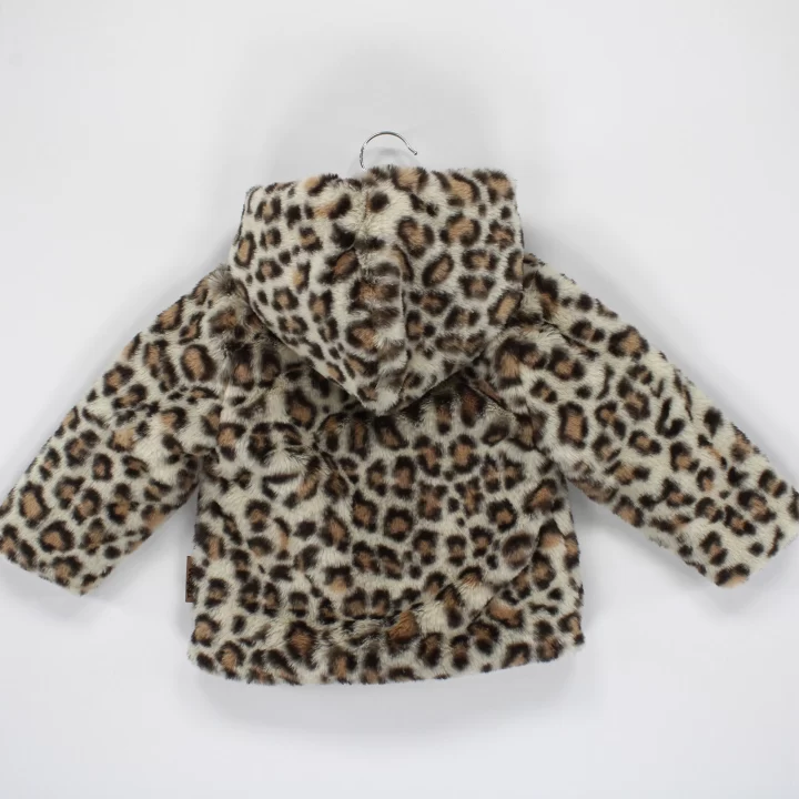 Welkin Leopar desen Peluş Astarlı Kapşonlu Welsoft Kız Kaban 1 - 3 Yaş