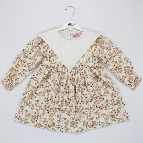 Welkin Çiçek Desen Uzun Kol Kız Elbise 2 - 5 Yaş