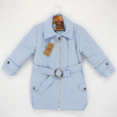 Welkin Jakar Kabartma Baklava Desenli Kız Kaban Astarlı 6-9 Yaş