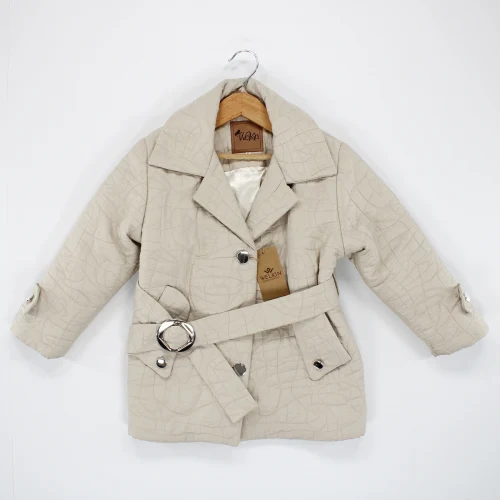 Welkin Taş Çizgi Desenli Kapitone Kız Kaban Astarlı 6-9 Yaş