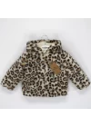 Welkin Leopar desen Peluş Astarlı Kapşonlu Welsoft Kız Kaban 1 - 3 Yaş