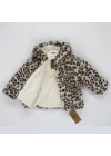 Welkin Leopar desen Peluş Astarlı Kapşonlu Welsoft Kız Kaban 1 - 3 Yaş
