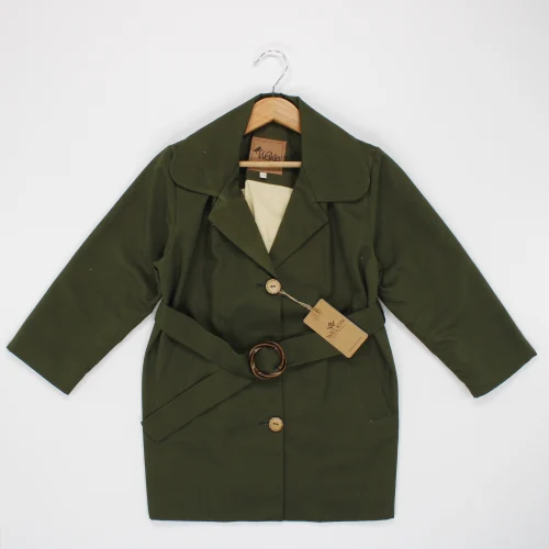 Welkin Trençkod Klasik Mevsimlik Kemerli Kız Kaban Astarlı 6-9 Yaş