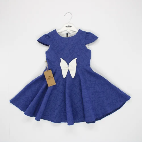 Welkin Volan Etekli Kısa Kol Jakar Kız Elbise 2 - 5 Yaş