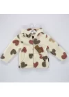 Welkin Kalp Kabartma Desen Kapşonlu peluş Kız Kaban Şardonlu 2 - 5 Yaş