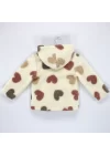 Welkin Kalp Kabartma Desen Kapşonlu peluş Kız Kaban Şardonlu 2 - 5 Yaş