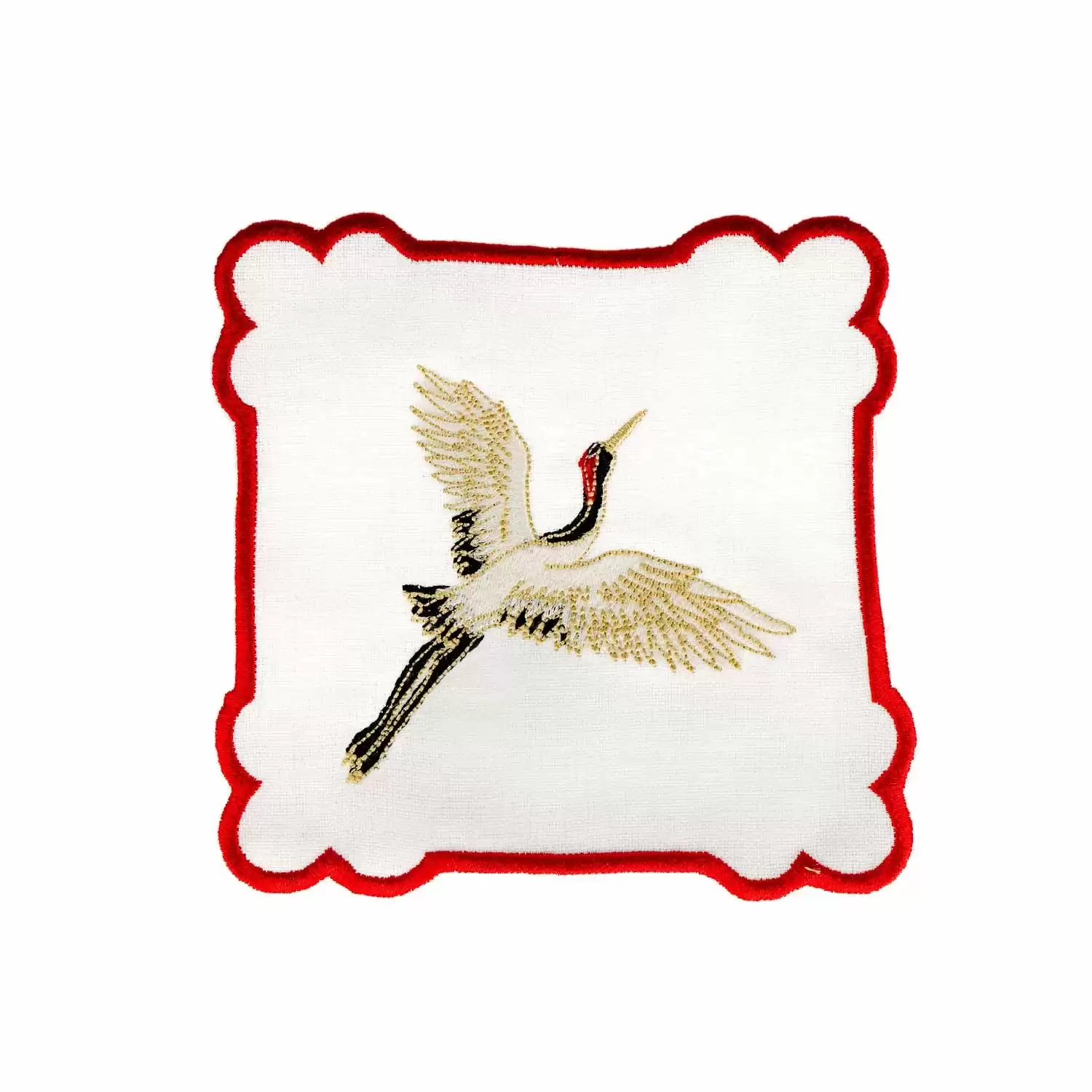 Crane Bird/Japon Turna Kuşu Kırmızı Pikolu Kokteyl Peçete